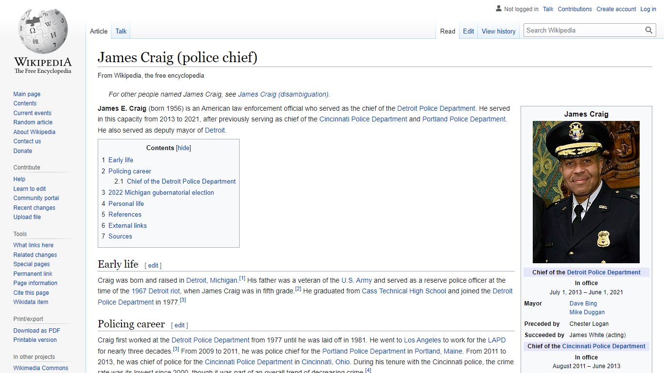 James Craig (police chief) - Wikipedia